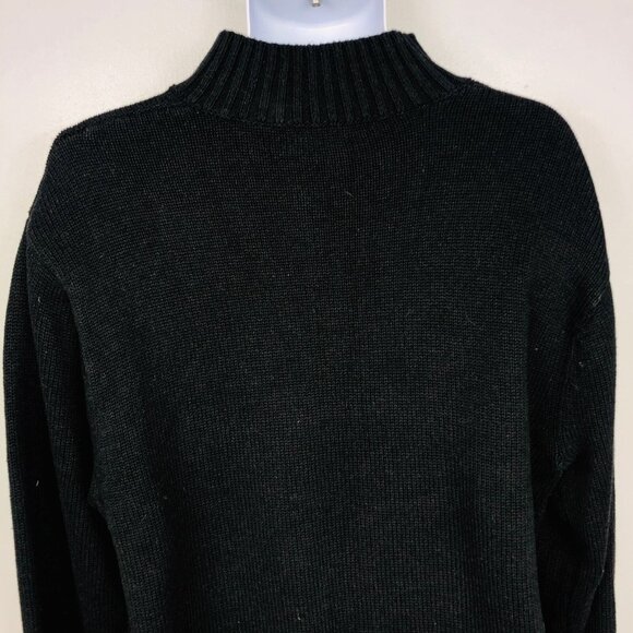 Chaps Sweater Mens L Black Gray Nordic High Neck Henley Pullover - Picture 7 of 9